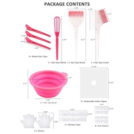 YOOVR 19PCS Hair Bleach Dye Kit with Hair Dye Brush and Bowl Whisk Hair Clips Protective Gear Set, Ideal for Hair Bleaching Coloring Highlighting, Ess