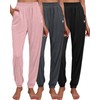 Ficerd 3 Pack Women Sweatpants Trendy Loose Fit Joggers Elastic