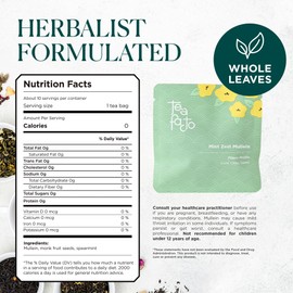 Tea Facto Mint Zest Mullein Tea Bags - Whole Mullein and Spearmint Tea Bags with Monk Fruit Seeds - 10 Packs
