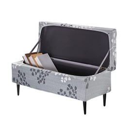 FUANGUI Ottoman Cover Slipcovers Rectangular Printed Folding Stretch Storage Bench Footrest Sofa Stool Covers Footstool Protector Cover with Elastic Bottom, Removable Washable,Medium