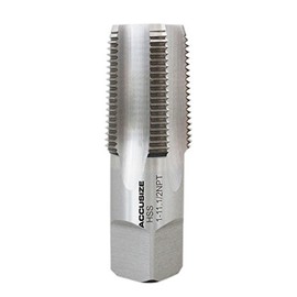 Accusize Industrial Tools 1'' to 11-1/2, 5 Flutes H.S.S. Taper Pipe Tap-Npt, 3-3/4'' Oal, 1-3/4'' Thread Length, American Standard, Npt-1