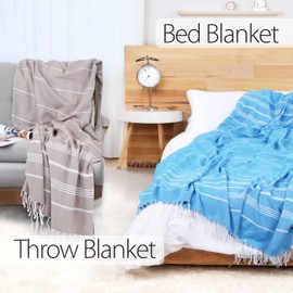 Cacala Turkish Throw Blanket Multipurpose Bed or Couch, Table Cover or Picnic Mat, Farmhouse, Yoga, Oversized Large Beach Towel 100% Pure Cotton All Seasons, 59 in x 79 in, Pistachio Green