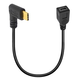 GLHONG Mini USB to Type C Cable Cord, Right Angled USB 3.1 Type C Male to Mini 5-Pin B USB Female Adapter for Laptop, Macbook, Camera, HDD(TypeC Male to Mini Female) (USB C/Type C Side)