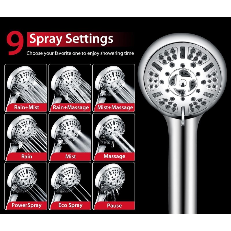GRICH 2.5GPM Shower Head with Handheld Spray Combo: 2 in