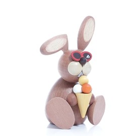 Easter bunny with ice cream H x W 12 x 5.5 cm Easter decoration Easter bunny figure Easter basket Easter egg spring Ore Mountains Seiffen bunny flowers