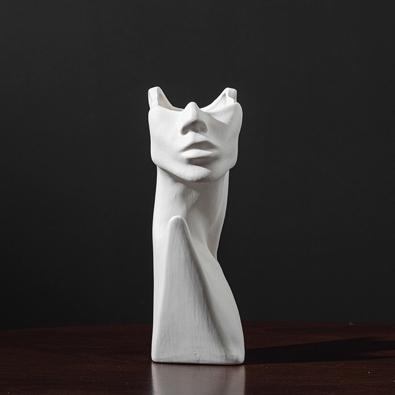 Side Face Portrait Ceramic Vase Living Room Decorative Dried Flower