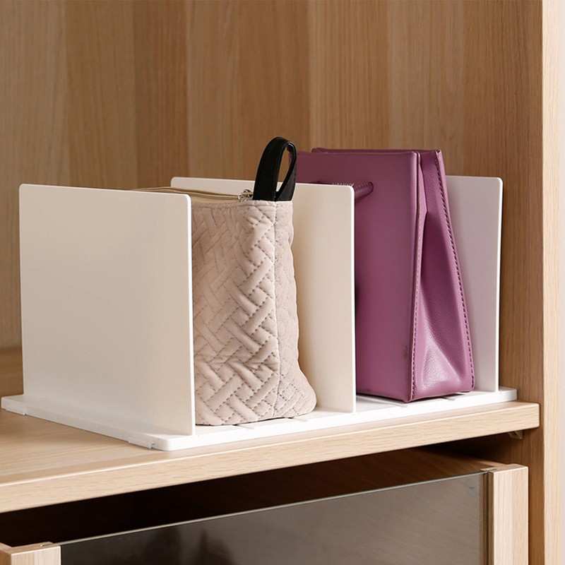 Shelf Divider White Sturdy Plastic Easy Assembly Adjustable Vertical Handbag