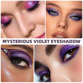 Purple Eyeshadow Palette, 9 Colours Matte Glitter Purple Eyeshadow, Long Lasting Highly Pigmented Lilac Eyeshadow, Waterproof Blendable Eye Shadow Pallets for Women Girls