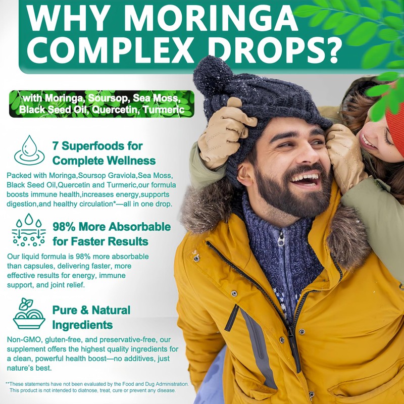 Moringa Drops,Pure Moringa Oleifera Liquid Extract with Soursop Sea Moss