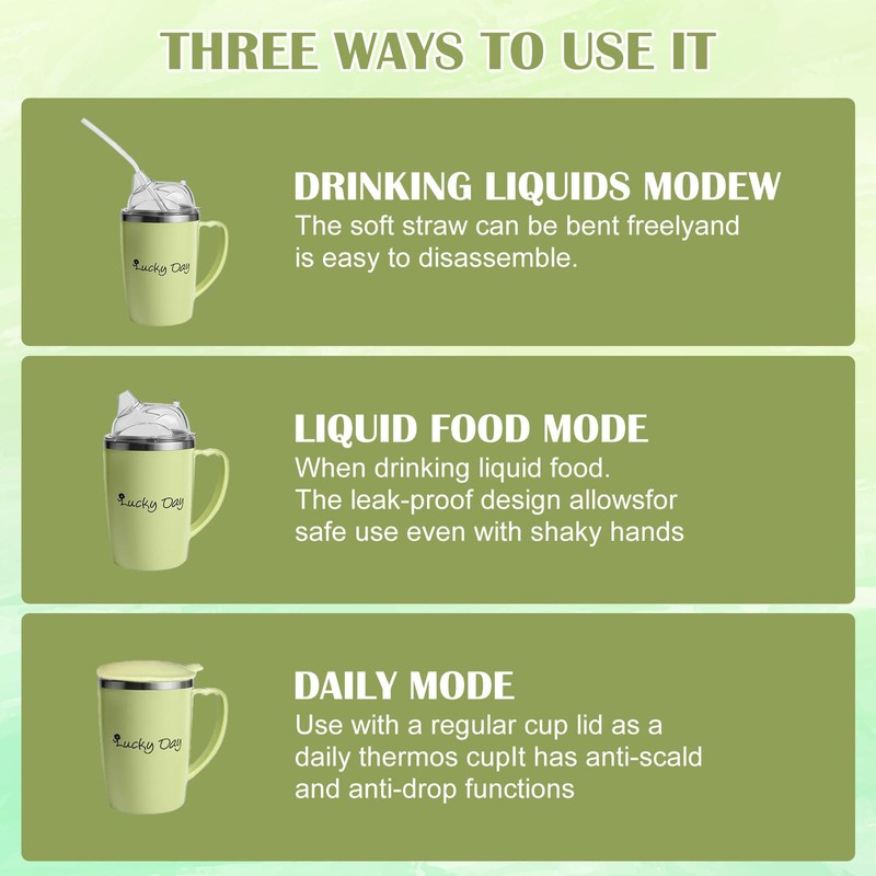 AuSletie Adult Sippy Cup, 350ml 3-in-1 Non Spill Cups for