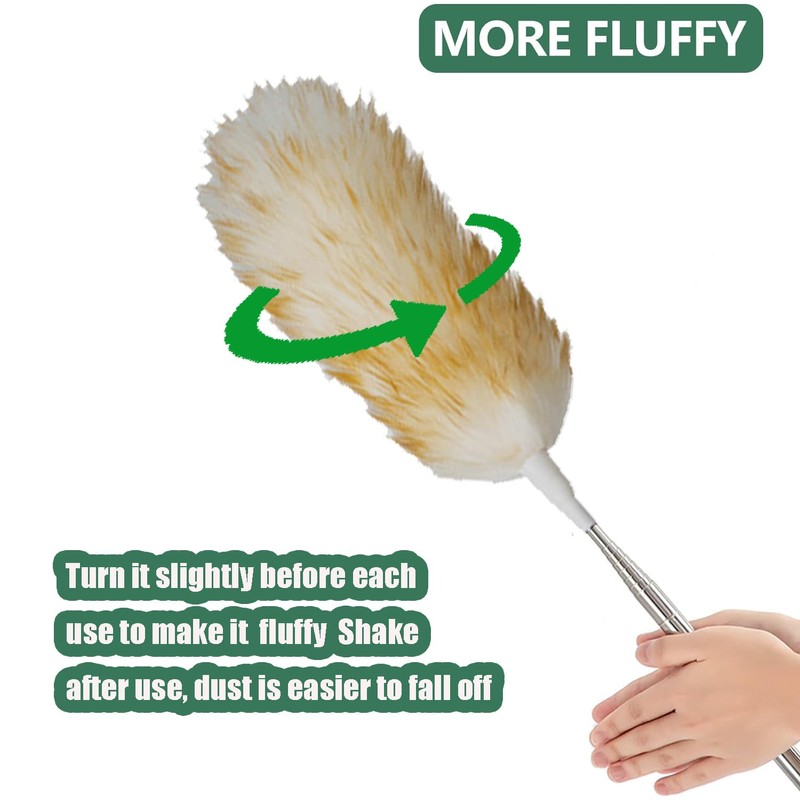 Leories Lambswool Feather Duster with Extension Pole up to 85inch,Extendable