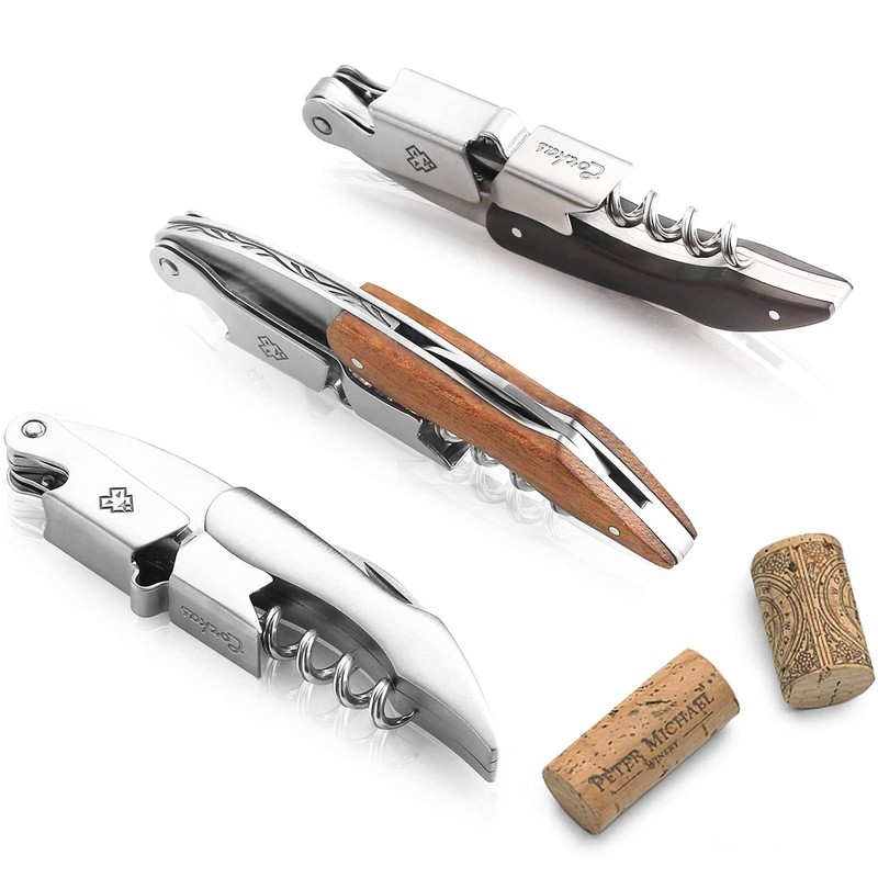 CORKAS ソムリエナイフ ワインオープナー コルク抜き 栓抜き プロ 木製ハンドル ウェイター＆バーテンダー向け