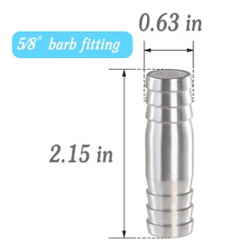 MSAEIQUN Stainless Steel 5/8" Barb Splicer Mender Round Union Coupler Hose Fitting with Stainless Steel Pipe Clamps for Water/Fuel/Air (Pack of 5)