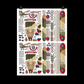 Paper 2 plans of the Niuport 28 airplane to assemble in thick cardboard scale 1:32