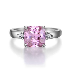 Ladies 925 Sterling Solid Silver 2 Carat Princess Cut Pink & White Sapphire Ring (R)
