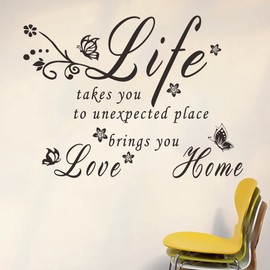 Hi-Shop Life Takes You to Unexpected Places, Love Brings You Home Quote Decors Wall Saying Decals Quote for Home Wall Stickers Living Room Wall Decor(2)