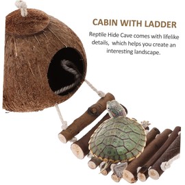 BESPORTBLE Hermit Crab Habitat with Ladder Realistic Terrarium Decor Safe and Easy-to-use Cave