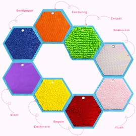 Boao 8 Set Mini Sensory Mats Assorted Textured Play Mat Sensory Mats for Texture Sensory Floor Tiles Educational Tactile Sensory Toys for Activity(Hexagon, 7.1 Inch)