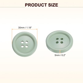 HARFINGTON 10 botones de costura de 30 mm (1.18 pulgadas), 4 agujeros redondos de resina para manualidades, decoración de ropa, bricolaje, color verde claro