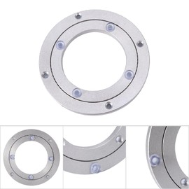 Silver Table Bearing, Heavy Duty Aluminium Alloy Hardware Rotating Turntable Bearing Swivel Plate for Dining-Table (4Inch)