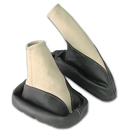 Shift Boot and Handbrake Cuff Set,Opel Astra G Leather black-beige