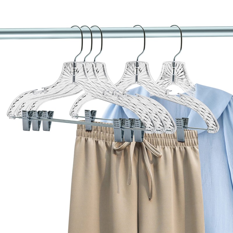 Quality Clear Plastic Skirt Hangers - 24 Pack Crystal Cut
