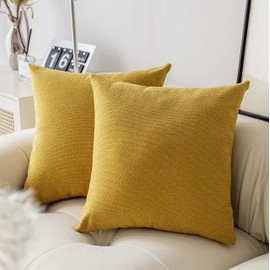Home Brilliant Pillow Covers 24x24 Textured Euro Pillow Shams Chenille Pillow Covers for Living Room Office Backyard Patio Easter Decor, Set of 2, 24x24 inch(60 cm), Yellow
