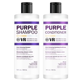 Purple Shampoo and Conditioner for Blonde, Silver and Gray Highlighted Hair - Lightening, Color-Safe, Paraben-Free, Cruelty-Free, Sulfate-Free (16 fl/oz, DUO)