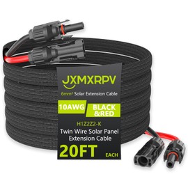 20Ft 10AWG Solar Cable Extension with Protection Cover, Solar Wire with Tool-Free Solar Connectors, IP68 Waterproof PV Cable, Solar Panel Extension Cable 10Gauge for Home Boat RV Solar Panels(20ft)