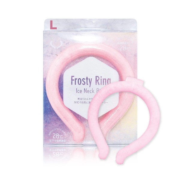 TOAMIT Sangyo FROSTY RING Frosting Ring, Pink L, Cooling Ring, Neck Ring, Cooling, Invigorating, Heat Protection, Cooling Goods, Neck Hanging, L, Pink