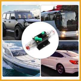 Partuto 2 Pcs DC 12V- 48V 10Amp Car Reset Circuit Breaker Black Green Replacement