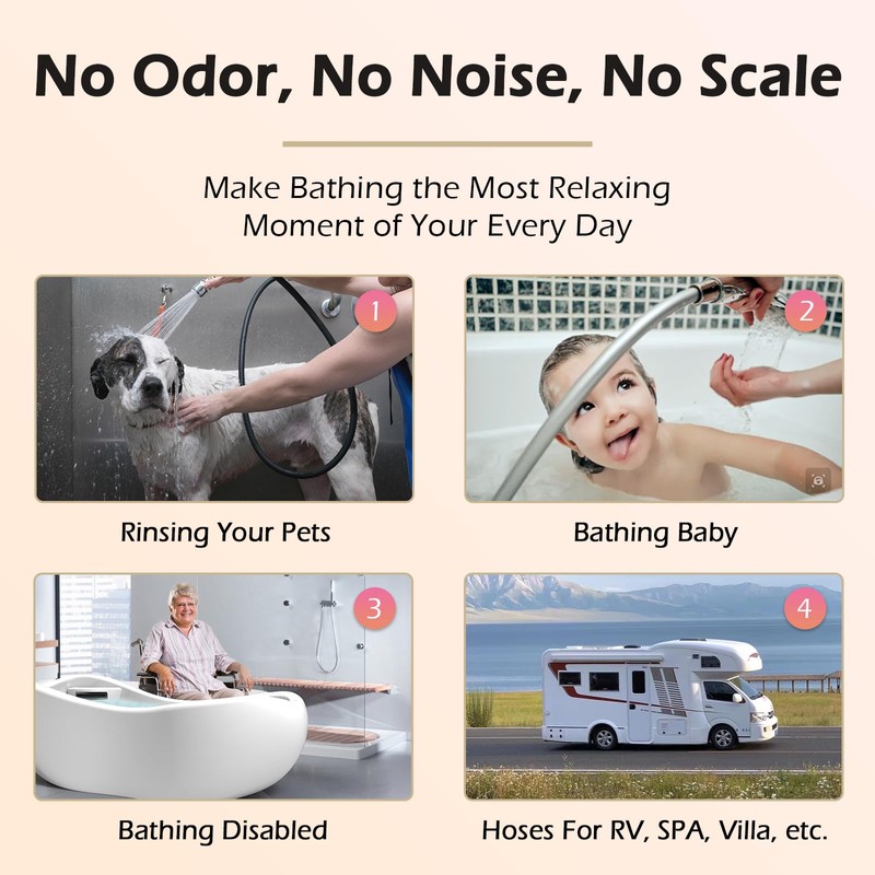 Silicone Shower Hose with Spare Washers, Anti-Kink Designed Replacement Handheld