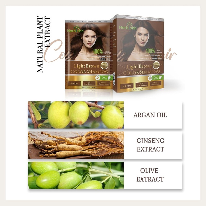 Herbishh Light Brown 3 in 1 Hair Dye Shampoo 500