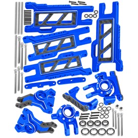 RCYouHott RC Upgrades Part for 1/10 Slash/Rustler/Stampede/Jato/Hoss 4X4 4WD VXL,Aluminum Suspension Arms & Caster Block & Steering Blocks & Rear Stub Axle Carriers & Arm Suspension Mount,Navy Blue