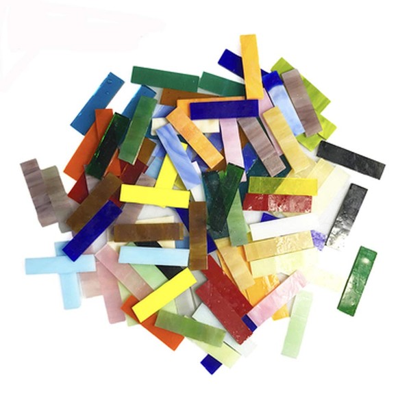 Rectangle Mosaic Tiles Stained Glass, 1x4CM Textured Glass Mosaic Making