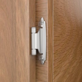 Chibery 10 Pack 1/2" Overlay Cabinet Hinges, Semi-Concealed Hinge, Cabinet Mount, Self Closing, for Kitchen Bathroom Cupboard Furniture Door Replacement Hardware, 1.5MM Thickness, Satin Nickel