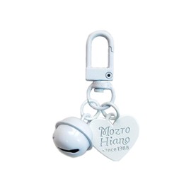 ZGYCHZY Heart Bell Keychains with Open Jump Buckle, Painted Metal Keychain Decor for Bag Purse Keys, DIY White Keychain Accessories with Heart Charm Bell