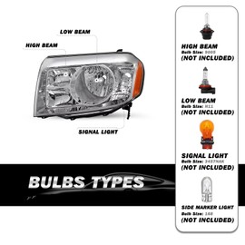 SOCKIR Headlight Assembly for 2009 2010 2011 Honda Pilot LX/EX/EX-L/Touring Sport Utility 4-Door Halogen Headlamp Chrome Housing with Amber Reflector (L+R)