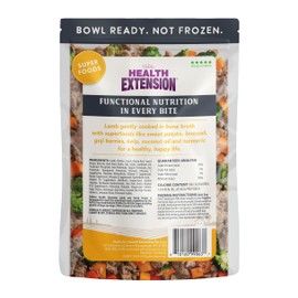 Health Extension Gently Cooked Fresh Lamb & Carrot Dog Food, (9 oz, 255 g) – Bowl Ready with Bone Broth, Omega-3s & Superfoods for All Life Stages