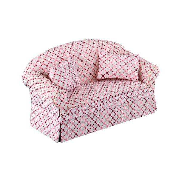 Dollhouse Sofa Couch, Upholstered Miniature Living Room Furniture Loveseat, Accessories for 6 inch Dolls, 1/12 Scale