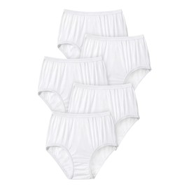 Comfort Choice Women's Plus Size Full Coverage Nylon Brief 5-Pack - 11, White Pack