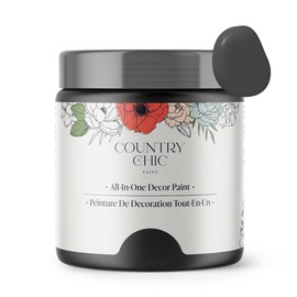 Country Chic Paint - Chalk Style All-in-One Paint for Furniture, Home Decor, Cabinets, Crafts, Eco-Friendly, Matte Paint - Liquorice [Black] Half Pint 8oz