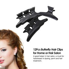 Kingsie 12pcs Hair Clips Barrette Haircut Styling Hair Clips Black for Beauty Salon Professional Home