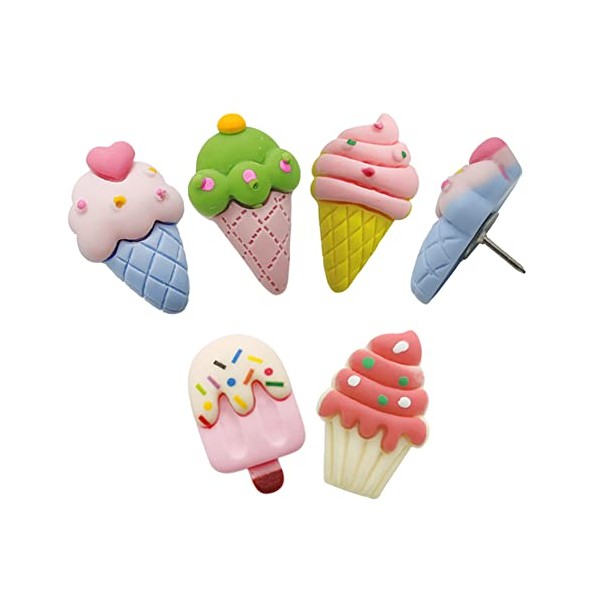 Rurili Resin Ice Cream Shape Thumbtack Lovely Push Pins for