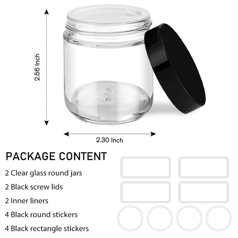 4 oz Glass Jars with Lids, Tecohouse Clear Glass Jars