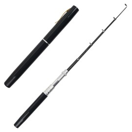 Mini Pen Fishing Pole Telescopic Fishing Rod Portable Pocket Aluminum Alloy Fishing Rod Pen Pen Carbon Fiber Collapsible Fishing Pole for Outdoor Saltwater Freshwater Fishing (Black, 1.0M)