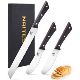 Naitesen 3PCS Serrated Bread Knife and Butter Knife Set