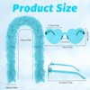 Gvhntk 5Ft 14Pcs Feather Boas and 14Pcs Heart Sunglasses Set