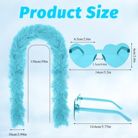 Gvhntk 5Ft 14Pcs Feather Boas and 14Pcs Heart Sunglasses Set Artificial Fluffy Boas for Party Bulk Bachelorette Party Women