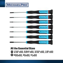 MichaelPro MP002007 7-Pieces Precision Screwdriver Set, Repair Tool Kit with Comfortable Non-Slip Grip for Electronics, Eyeglasses, Jewelry and Watches